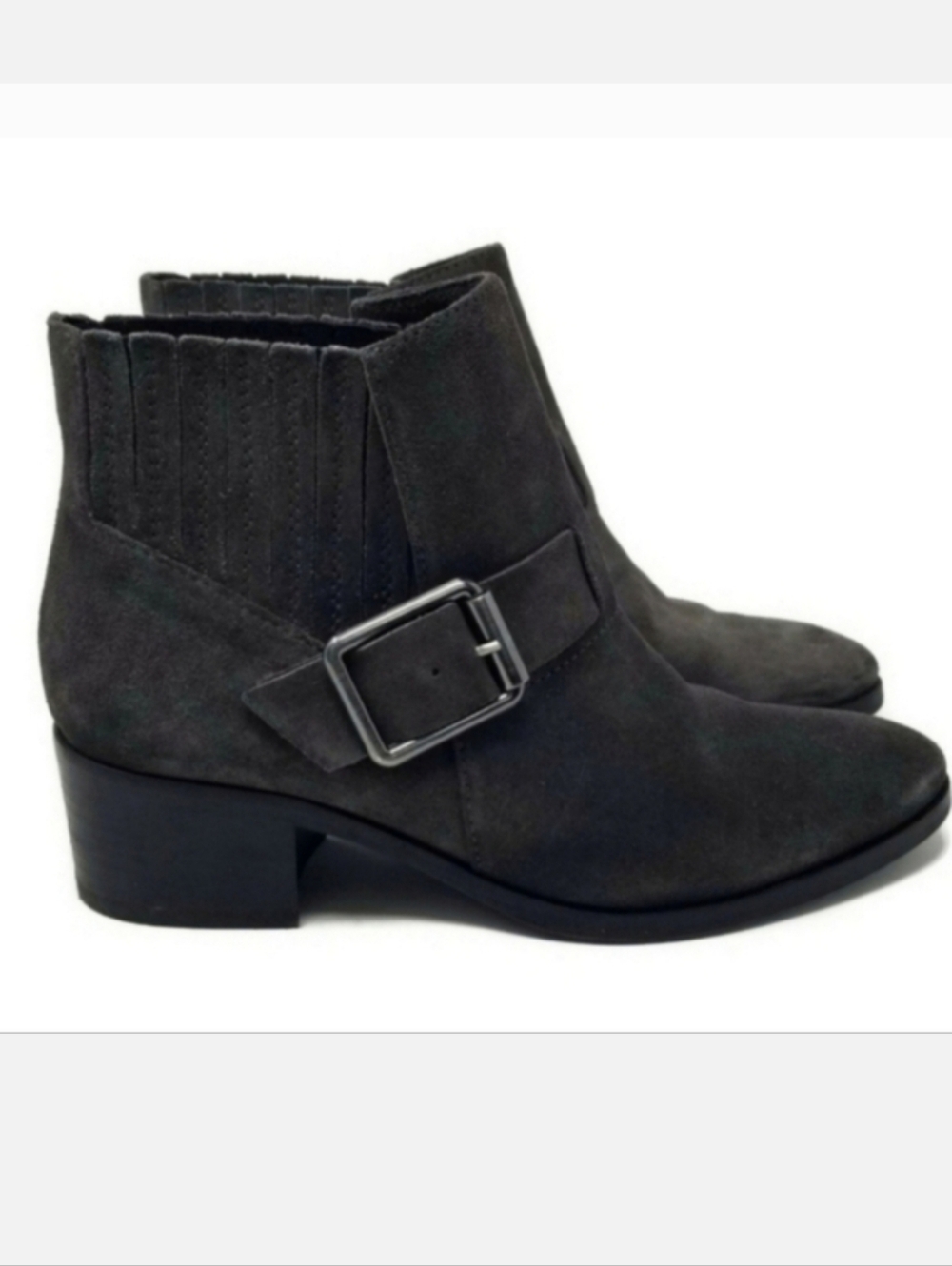 Aquatalia Foster Weatherproof Suede Buckle Ankle Boots Gray Size 6.5